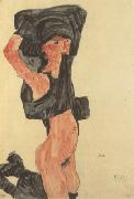 Egon Schiele Kneeling Girl,Disrobing (mk12) Germany oil painting reproduction